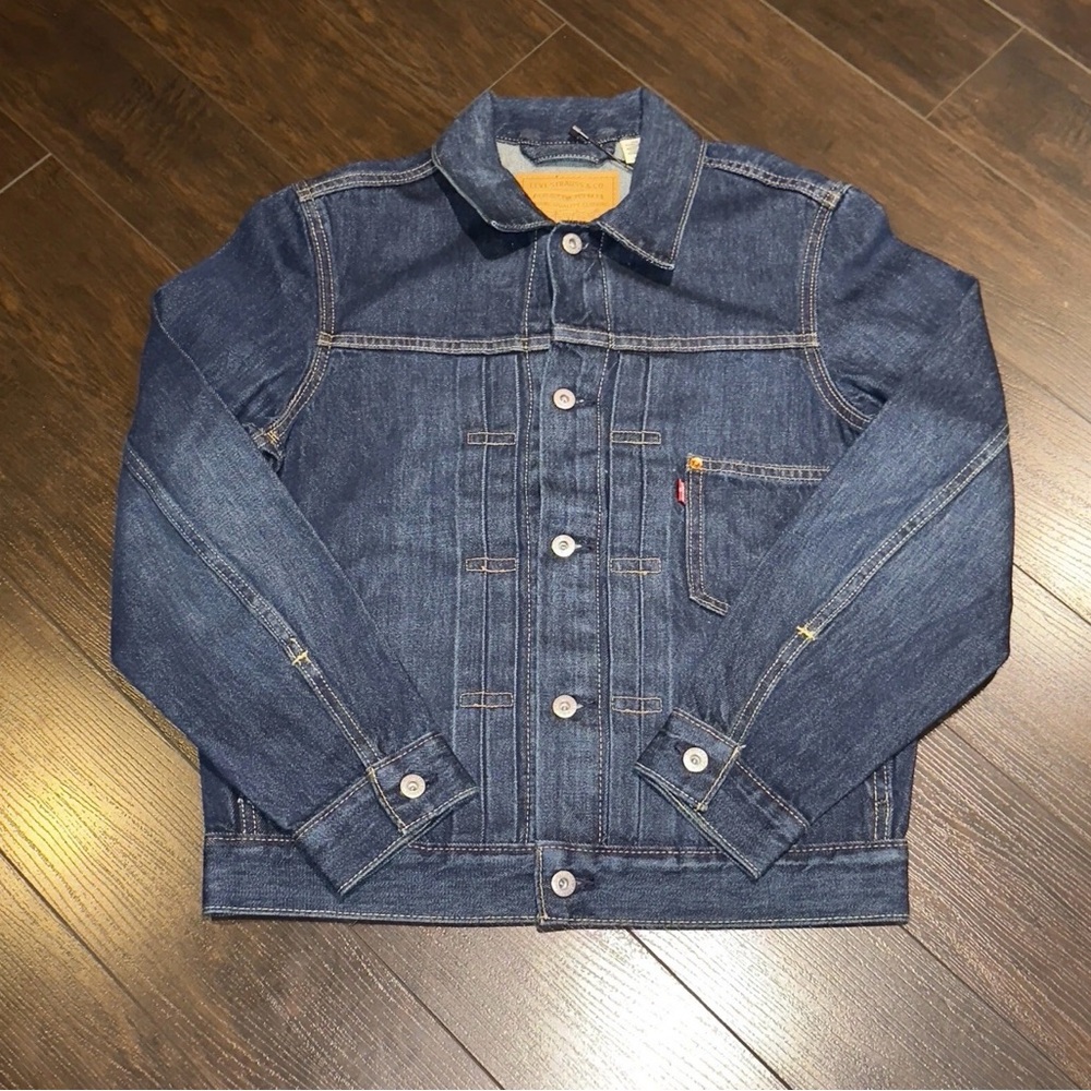 NWT Levi’s Type 1 Dark Wash Denim Trucker Jacket Mens Size 2XL Cinch Back RARE - Picture 2 of 5